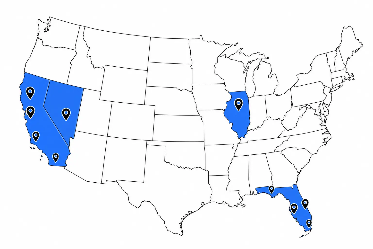 U.S. Resin store coverage map