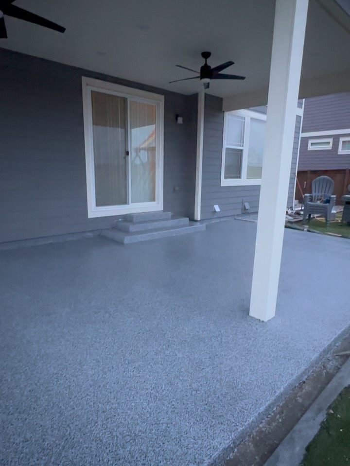 Polyaspartic patio in Thornton, CO by SBV Concrete Coatings