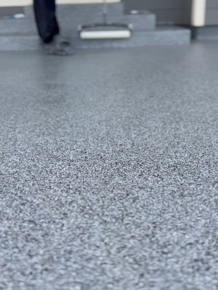 Polyaspartic patio close-up in Thornton, CO by SBV Concrete Coatings