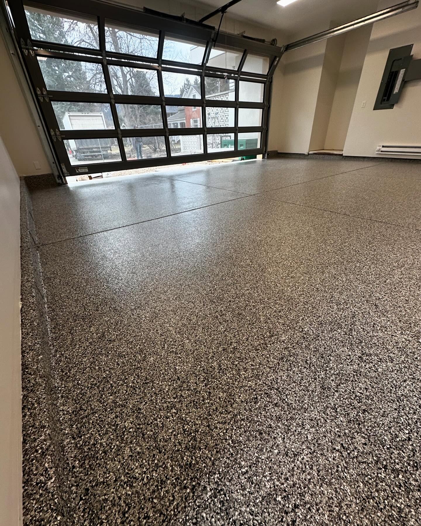 Flake epoxy garage floor in Boulder, CO by SBV Concrete Coatings