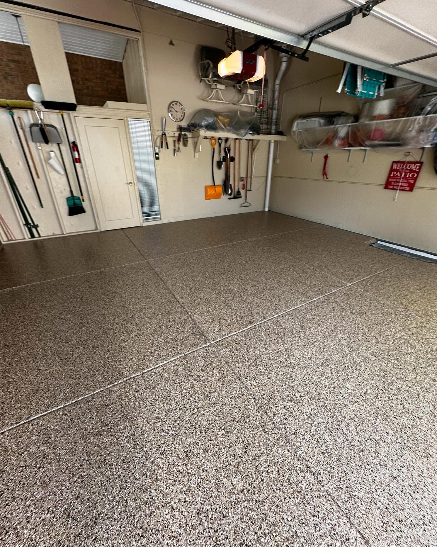 Flake epoxy garage floor in Denver, CO by SBV Concrete Coatings