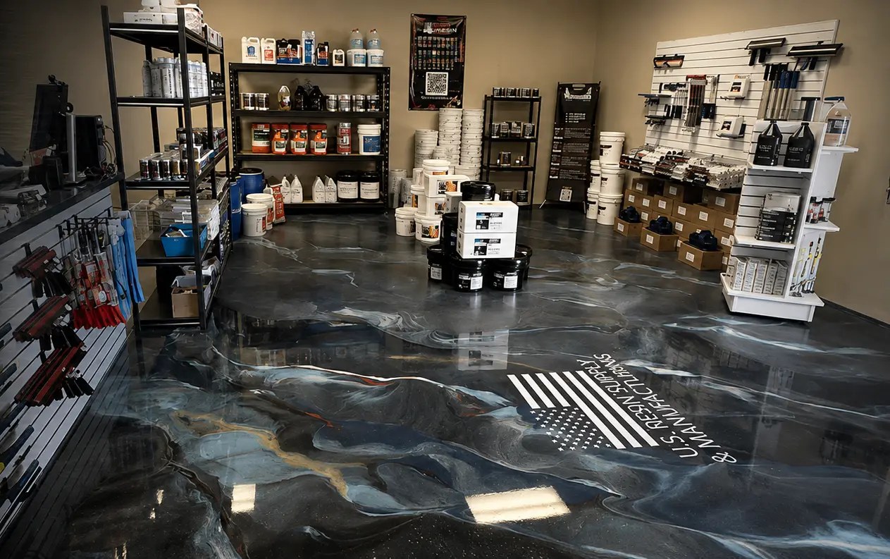 U.S. Resin training center with metallic floor